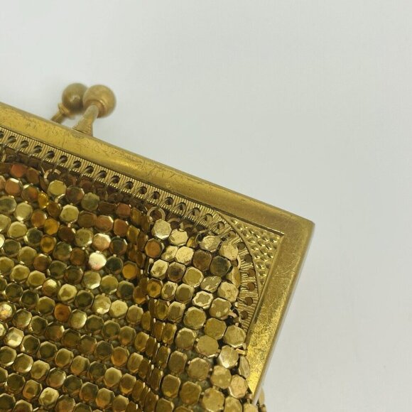 Vintage Whiting & Davis #2684 gold tone metal mesh coin purse kiss clasp (X3) - Picture 5 of 12